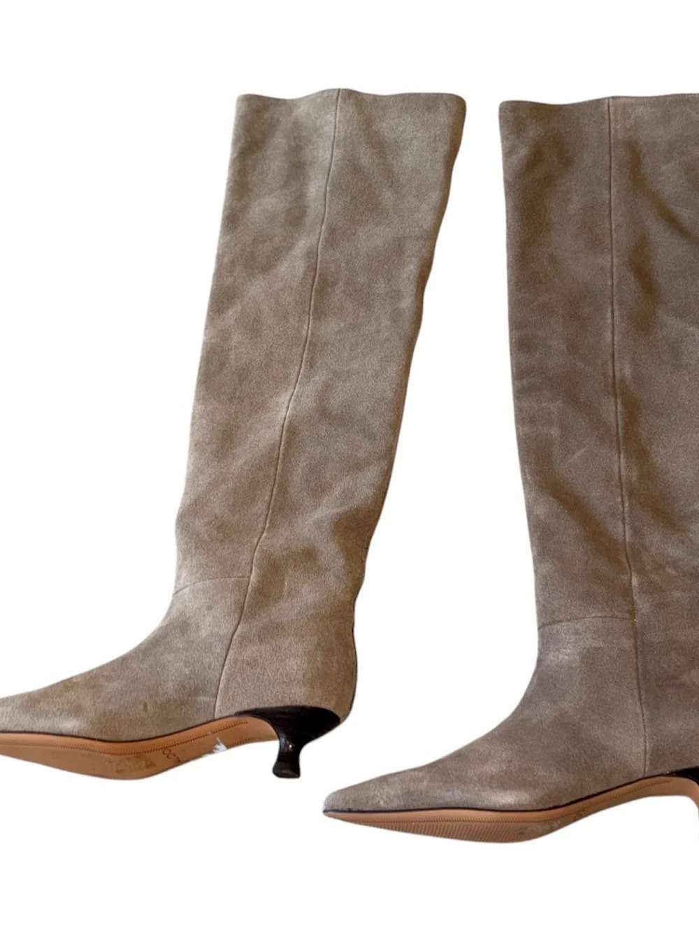 NEW ALDO Pull On Suede Kitten Heel Boot Gray SZ-5  Kitten Heel
